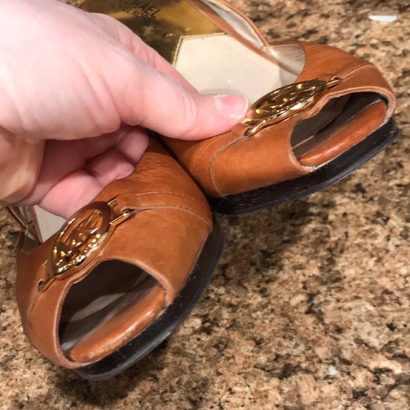 MICHAEL Michael Kors Women Leather Peep Toe sandals wedge Brown | 8.5 - Picture 6 of 16